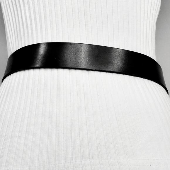 Womens Black Leather Belt Large Waist Jumbo Gray Ornate Oval Metal Buckle main image 8
